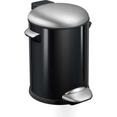 EKO - belle deluxe pedaalemmer 5 liter - steel plastic - zwart glanzend, mat rvs - prullenbak EKO - belle deluxe pedaalemmer 5 liter - steel plastic - zwart glanzend, mat rvs - prullenbak