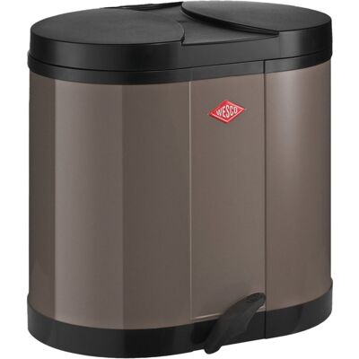 Wesco eco-verzamelaar prullenbak 30 liter duo pedaalemmer (2x15 liter) metaal - warm grijs afvalscheiding - made in germany Wesco eco-verzamelaar prullenbak 30 liter duo pedaalemmer (2x15 liter) metaal - warm grijs afvalscheiding - made in germany