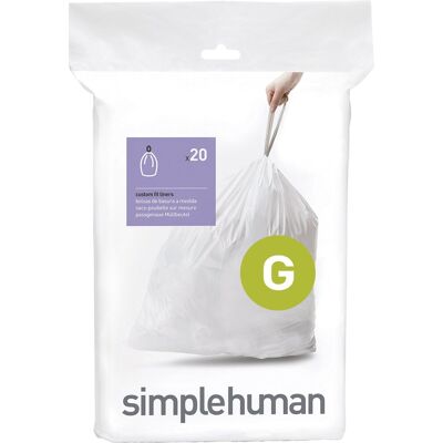 Simplehuman code g afvalzakken - 30 liter - 20 stuks - met trekband - wit Simplehuman code g afvalzakken - 30 liter - 20 stuks - met trekband - wit