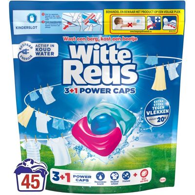 Witte Reus 3+1 power caps - wascapsules - 45 wasbeurten Witte Reus 3+1 power caps - wascapsules - 45 wasbeurten