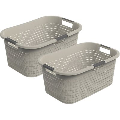Rotho country wasmand - set van 2 - 40 ltr - beige Rotho country wasmand - set van 2 - 40 ltr - beige