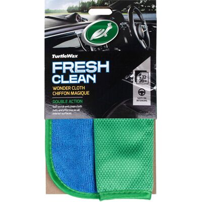 Turtle Wax fresh clean wonder cloth - zachte dubbelwerkende doek - veilig op alle interieuroppvlakken - krasvrij reinigen - 32x28cm Turtle Wax fresh clean wonder cloth - zachte dubbelwerkende doek - veilig op alle interieuroppvlakken - krasvrij reinigen - 32x28cm