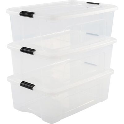 IRIS topbox opbergbox - 30l - kunststof - transparant - set van 3 IRIS topbox opbergbox - 30l - kunststof - transparant - set van 3
