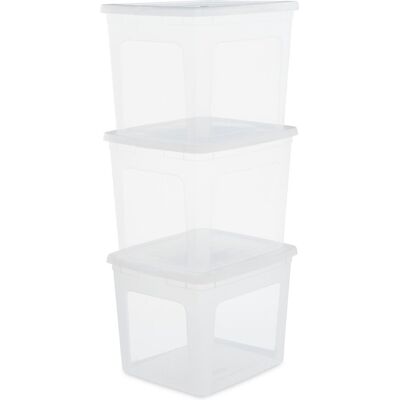 IRIS clearbox opbergbox - 30l - kunststof - transparant - set van 3 IRIS clearbox opbergbox - 30l - kunststof - transparant - set van 3
