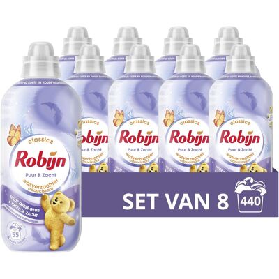 Robijn - wasverzachter - puur & zacht - 8 flessen 440 wasbeurten - voordeelverpakking Robijn - wasverzachter - puur & zacht - 8 flessen 440 wasbeurten - voordeelverpakking