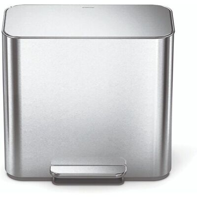 Simplehuman mini pedaalemmer -15 l - met twee compartimenten - met zakkenrand - geborsteld rvs Simplehuman mini pedaalemmer -15 l - met twee compartimenten - met zakkenrand - geborsteld rvs