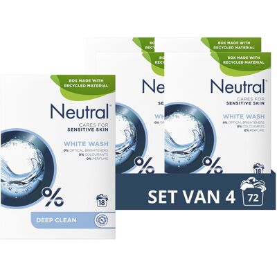 Neutral waspoeder - parfumvrij wit - dermatologisch getest en hypoallergeen - 4 x 18 wasbeurten - voordeelverpakking Neutral waspoeder - parfumvrij wit - dermatologisch getest en hypoallergeen - 4 x 18 wasbeurten - voordeelverpakking