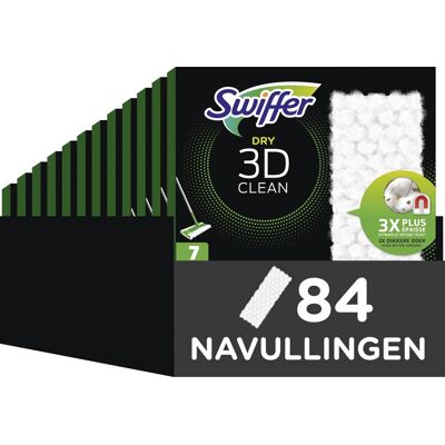 Swiffer vloerreiniger 3d clean - droge vloerdoekjes - 12 x 7 navullingen voor vloerwisser Swiffer vloerreiniger 3d clean - droge vloerdoekjes - 12 x 7 navullingen voor vloerwisser