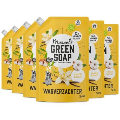 Marcel's Green Soap wasverzachter navulling - vanille & katoen - 6 x 750ml - 180 wasbeurten Marcel's Green Soap wasverzachter navulling - vanille & katoen - 6 x 750ml - 180 wasbeurten