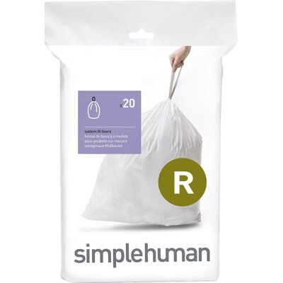 Simplehuman code r afvalzakken - 10 liter - 20 stuks - met trekband - wit Simplehuman code r afvalzakken - 10 liter - 20 stuks - met trekband - wit