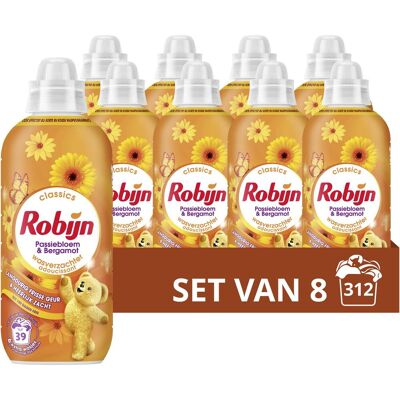 Robijn - wasverzachter - passiebloem & bergamot - 8 flessen - 312 wasbeurten - voordeelverpakking Robijn - wasverzachter - passiebloem & bergamot - 8 flessen - 312 wasbeurten - voordeelverpakking