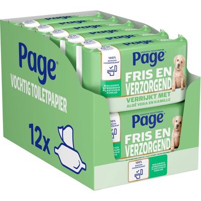 Page ® vochtig toiletpapier - fris en verzorgend (aloë vera) - met aloë vera en kamille - 456 velletjes - 12 x 38 stuks Page ® vochtig toiletpapier - fris en verzorgend (aloë vera) - met aloë vera en kamille - 456 velletjes - 12 x 38 stuks