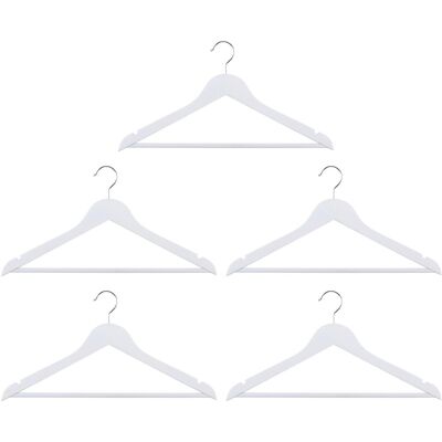 Alpina witte kledinghangers hout set 5 stuks - kleerhangers voor brede schouders - kledinghanger met draaibare haak - kleding hangers met anti-slip wit met broeklat Alpina witte kledinghangers hout set 5 stuks - kleerhangers voor brede schouders - kledinghanger met draaibare haak - kleding hangers met anti-slip wit met broeklat