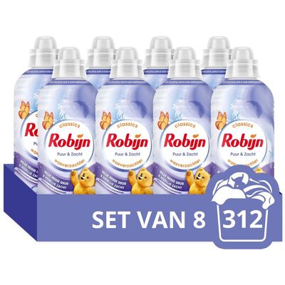 Robijn wasverzachter - puur & zacht - 8 stuks - 312 wasbeurten - voordeelverpakking Robijn wasverzachter - puur & zacht - 8 stuks - 312 wasbeurten - voordeelverpakking