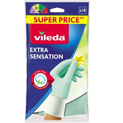 Vileda extra sensation huishoudhandschoenen - maat l - latex - dun & comfortabel - voor precisiewerk en bescherming l Vileda extra sensation huishoudhandschoenen - maat l - latex - dun & comfortabel - voor precisiewerk en bescherming l