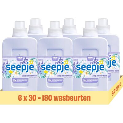 Seepje wasverzachter knisperfris - 180 wasbeurten - 6 x 750ml - voordeelverpakking Seepje wasverzachter knisperfris - 180 wasbeurten - 6 x 750ml - voordeelverpakking