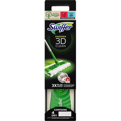 Swiffer vloerreiniger 3d clean starterskit - 1 vloerwisser + 4 droge & 2 vochtige doekjes Swiffer vloerreiniger 3d clean starterskit - 1 vloerwisser + 4 droge & 2 vochtige doekjes