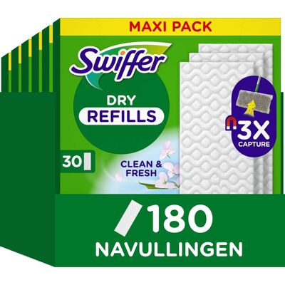 Swiffer vloerwisser navulling - met een febreze geur - vangt en houdt stof vast - 180 droge vloerdoekjes Swiffer vloerwisser navulling - met een febreze geur - vangt en houdt stof vast - 180 droge vloerdoekjes