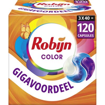 Robijn wasmiddel - 3-in-1 wascapsules - color - 3 x 40 stuks - 120 wasbeurten - voordeelverpakking Robijn wasmiddel - 3-in-1 wascapsules - color - 3 x 40 stuks - 120 wasbeurten - voordeelverpakking