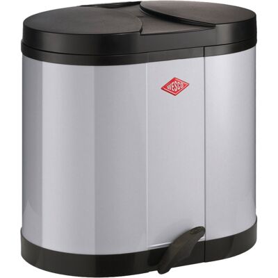 Wesco eco-verzamelaar prullenbak 30 liter duo pedaalemmer (2x15 liter) metaal - grijs afvalscheiding - made in germany Wesco eco-verzamelaar prullenbak 30 liter duo pedaalemmer (2x15 liter) metaal - grijs afvalscheiding - made in germany