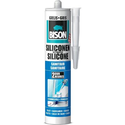 Bison siliconenkit grijs koker 300 ml - waterbestendige kit, sanitaire afdichting, ongevoelig voor schimmel, kleurvast, blijvend elastisch, makkelijk verwerkbaar Bison siliconenkit grijs koker 300 ml - waterbestendige kit, sanitaire afdichting, ongevoelig voor schimmel, kleurvast, blijvend elastisch, makkelijk verwerkbaar