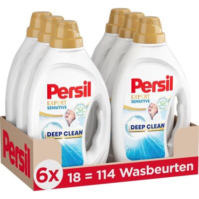 Persil vloeibaar wasmiddel - sensitive gel - witte & gekleurde was - allergie-vriendelijk - hypoallergene parfum - voordeelverpakking - 6x 18 = 108 wasbeurten Persil vloeibaar wasmiddel - sensitive gel - witte & gekleurde was - allergie-vriendelijk - hypoallergene parfum - voordeelverpakking - 6x 18 = 108 wasbeurten