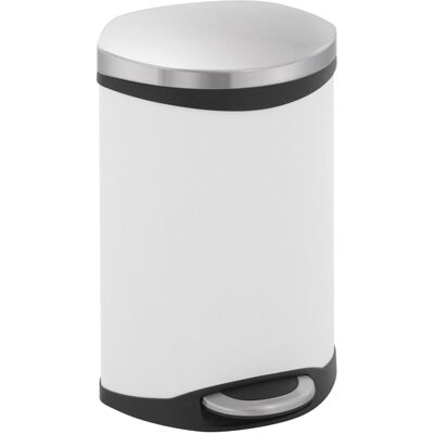 EKO - shell bin pedaalemmer 10 liter - steel plastic - wit, mat rvs - prullenbak EKO - shell bin pedaalemmer 10 liter - steel plastic - wit, mat rvs - prullenbak