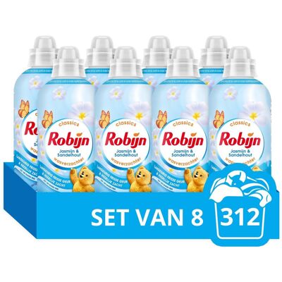 Robijn wasverzachter - jasmijn & sandelhout - 8 stuks - 312 wasbeurten - voordeelverpakking Robijn wasverzachter - jasmijn & sandelhout - 8 stuks - 312 wasbeurten - voordeelverpakking