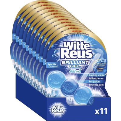 Witte Reus brilliant gel allin1 arctic ocean toiletblok 50g - wc blokjes - voordeelverpakking - 11 stuks Witte Reus brilliant gel allin1 arctic ocean toiletblok 50g - wc blokjes - voordeelverpakking - 11 stuks