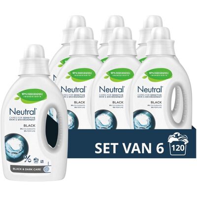 Neutral - vloeibaar wasmiddel - zwart - parfumvrij - 6 flessen - 120 wasbeurten - voordeelverpakking Neutral - vloeibaar wasmiddel - zwart - parfumvrij - 6 flessen - 120 wasbeurten - voordeelverpakking
