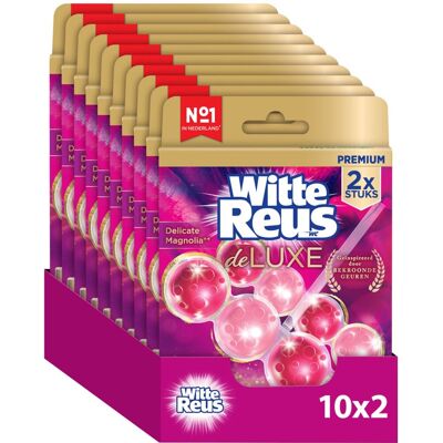 Witte Reus deluxe delicate magnolia toiletblok 100g - wc blokjes - voordeelverpakking - 2x10 stuks Witte Reus deluxe delicate magnolia toiletblok 100g - wc blokjes - voordeelverpakking - 2x10 stuks