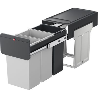 Hailo inbouwemmer eco-line trio l 3x10l staal/zwart Hailo inbouwemmer eco-line trio l 3x10l staal/zwart