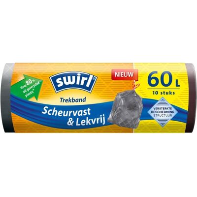 Swirl vuilniszakken met trekband 60l 10 stuks grijs Swirl vuilniszakken met trekband 60l 10 stuks grijs