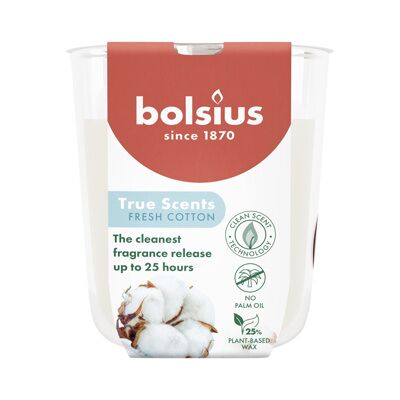 Bolsius - Fresh Cotton - Small - Glas - Geurkaars Bolsius - Fresh Cotton - Small - Glas - Geurkaars