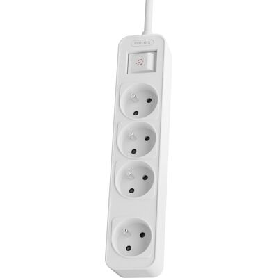 Philips tafelcontacdoos 4 voudig met schakelaar wit Philips tafelcontacdoos 4 voudig met schakelaar wit