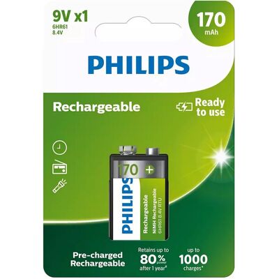 Philips 9vb1a17 - oplaadbare 9v batterij - 1 stuk Philips 9vb1a17 - oplaadbare 9v batterij - 1 stuk