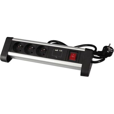 Velleman Bureaustekkerdoos met 3 stopcontacten en 2 USB-poorten - 2.4 A - Aardpin Velleman Bureaustekkerdoos met 3 stopcontacten en 2 USB-poorten - 2.4 A - Aardpin