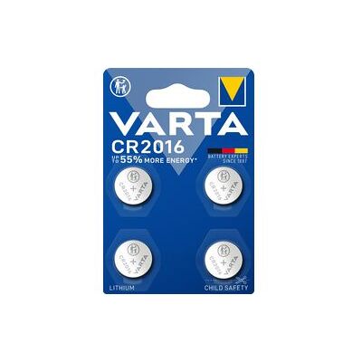 Varta CR2016 Lithium Knopcel - 4-pack - Huishoudbatterij Varta CR2016 Lithium Knopcel - 4-pack - Huishoudbatterij