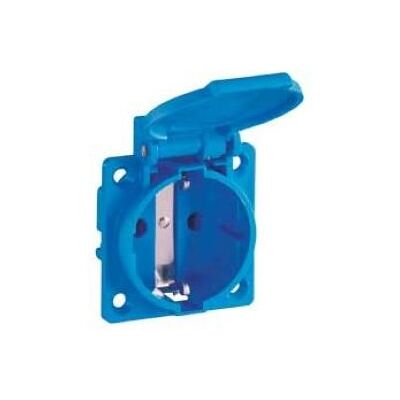 Enzo abl inbouw stopcontact ip54 blauw met klepje 4681098 Enzo abl inbouw stopcontact ip54 blauw met klepje 4681098
