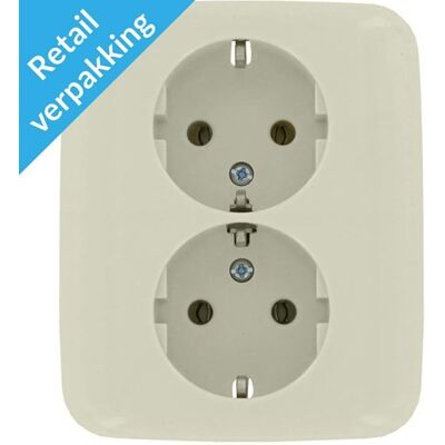 Busch Jaeger creme inbouw stopcontact ra dubbel - 4695010 Busch Jaeger creme inbouw stopcontact ra dubbel - 4695010