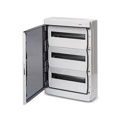 Enzo Groepenkast leeg 3 rij met deur + dinrail ip65 - 4517696 Enzo Groepenkast leeg 3 rij met deur + dinrail ip65 - 4517696