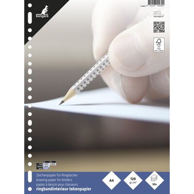 Kangaro tekenpapier a4 - 120 grams - 23-gaats - ringbandpapier Kangaro tekenpapier a4 - 120 grams - 23-gaats - ringbandpapier