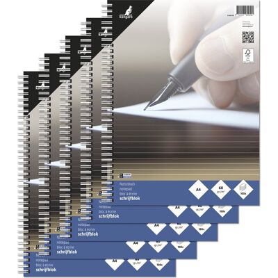 Kangaro schrijfblok - a4 - met lijn - spiraal - 60 grams - 200 pagina's - 5 stuks Kangaro schrijfblok - a4 - met lijn - spiraal - 60 grams - 200 pagina's - 5 stuks