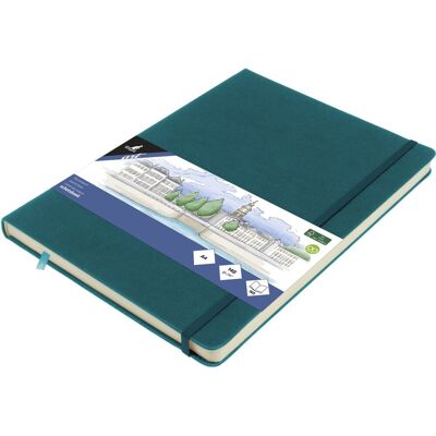Kangaro schetsboek a4 - dark turquoise - met elastiek en lint Kangaro schetsboek a4 - dark turquoise - met elastiek en lint