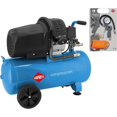 Airpress Compressor hl 425-50 8 bar 3 pk/2.2 kw 280 l/min 50 l met accessoires Airpress Compressor hl 425-50 8 bar 3 pk/2.2 kw 280 l/min 50 l met accessoires