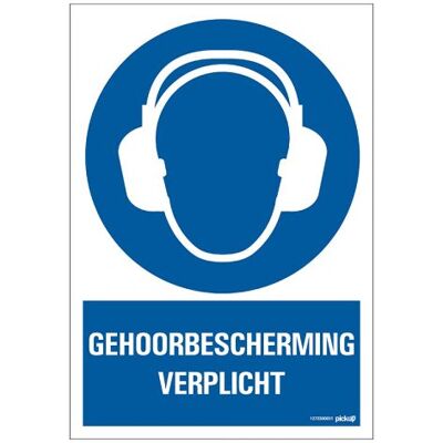 Bord Gehoorbescherming verplicht - 230x330 mm. Bord Gehoorbescherming verplicht - 230x330 mm.