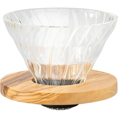Hario Olijfhout Koffie Dripper - Kegelvorm - 300-500ml - Koffiezetapparaat Hario Olijfhout Koffie Dripper - Kegelvorm - 300-500ml - Koffiezetapparaat