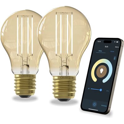 Calex slimme lamp - set van 2 stuks - wifi led filament verlichting - e27 - smart lichtbron goud - dimbaar - warm wit licht - 7w Calex slimme lamp - set van 2 stuks - wifi led filament verlichting - e27 - smart lichtbron goud - dimbaar - warm wit licht - 7w