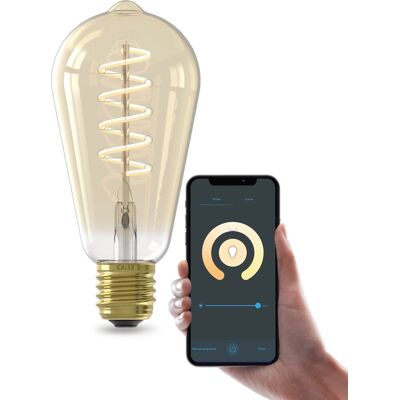 Calex slimme led lamp - e27 - wifi verlichting - filament - st64 - smart lichtbron goud - dimbaar - warm wit licht - 7w Calex slimme led lamp - e27 - wifi verlichting - filament - st64 - smart lichtbron goud - dimbaar - warm wit licht - 7w