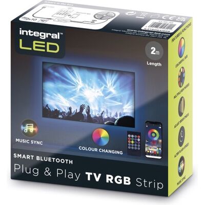 Integral plug&play rgb ledstrip voor achter tv 2meter 1.5w/m 24led/m 10mm met usb bluetooth rgbw 3 watt 20.000 branduren Integral plug&play rgb ledstrip voor achter tv 2meter 1.5w/m 24led/m 10mm met usb bluetooth rgbw 3 watt 20.000 branduren